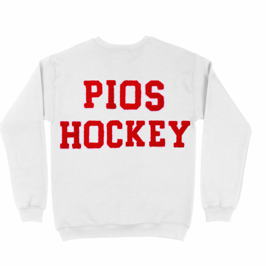 Pios hockey chenille lettering